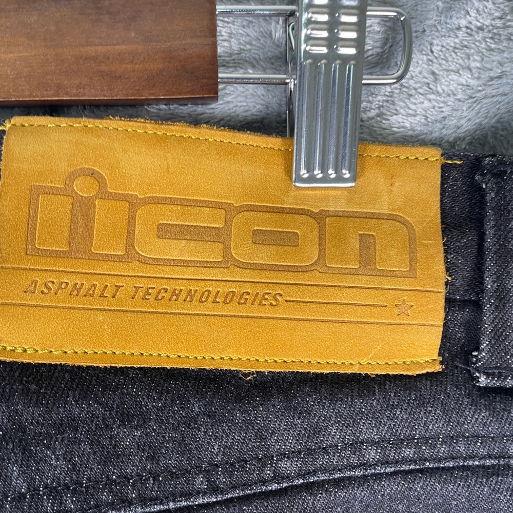Icon Barrier Pant Motorcycle Jeans Mens 36 Black Very Good Aramid Reinforced - Picture 6 of 13